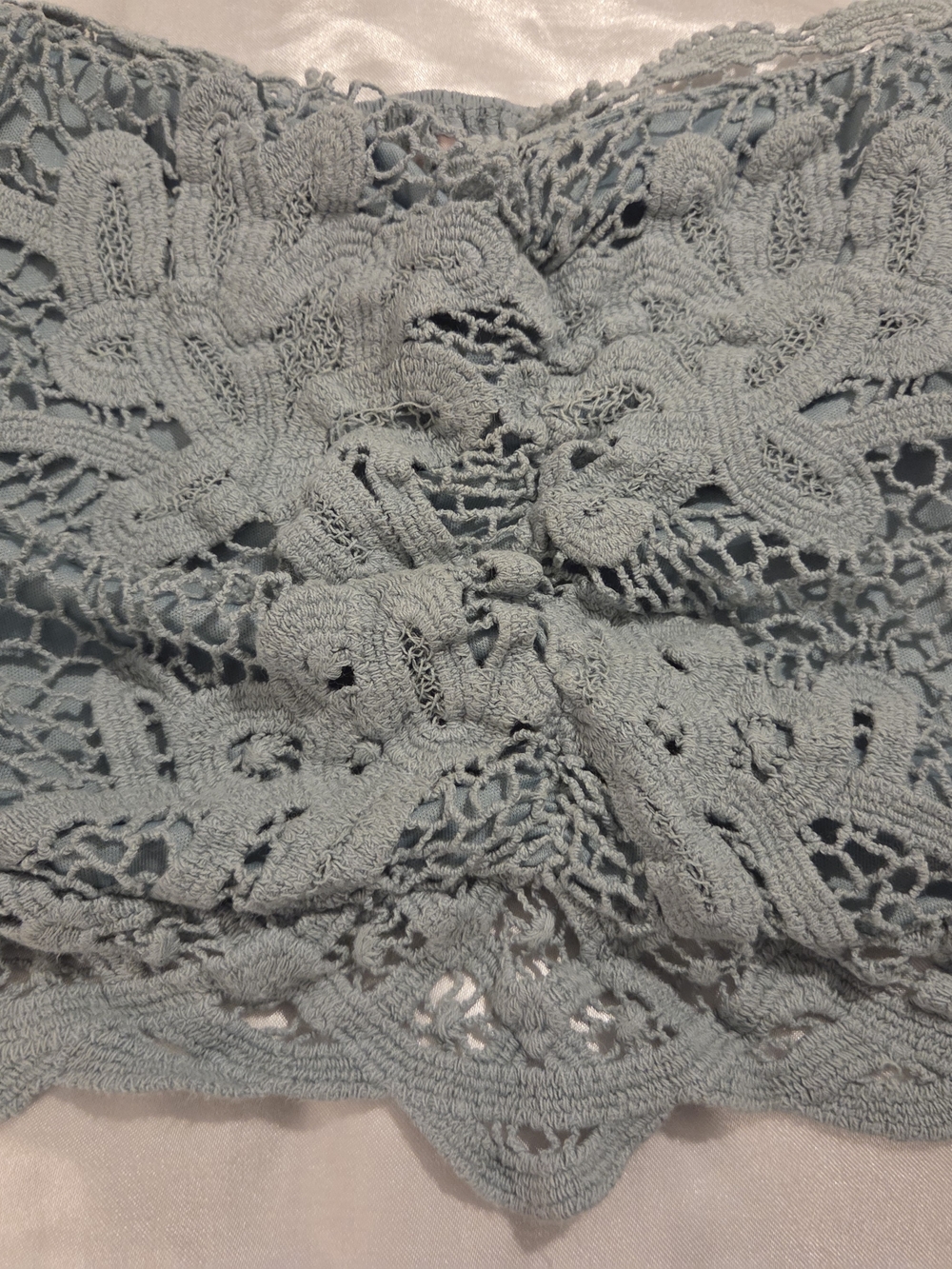 Willow & Root Lace Smocked Bandeau Top Small Sage Green Boho Tube Crop
